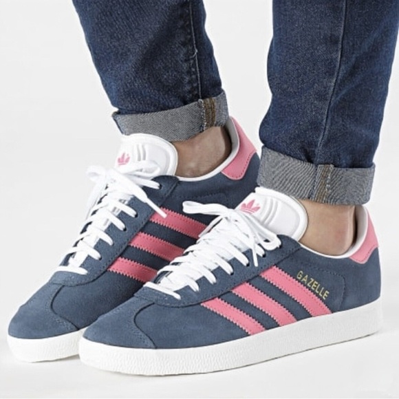 Adidas Gazelle "Ink Lucid Pink" Navy Blue with Pink Suede Sneakers size 6.5 NEW - Picture 5 of 16